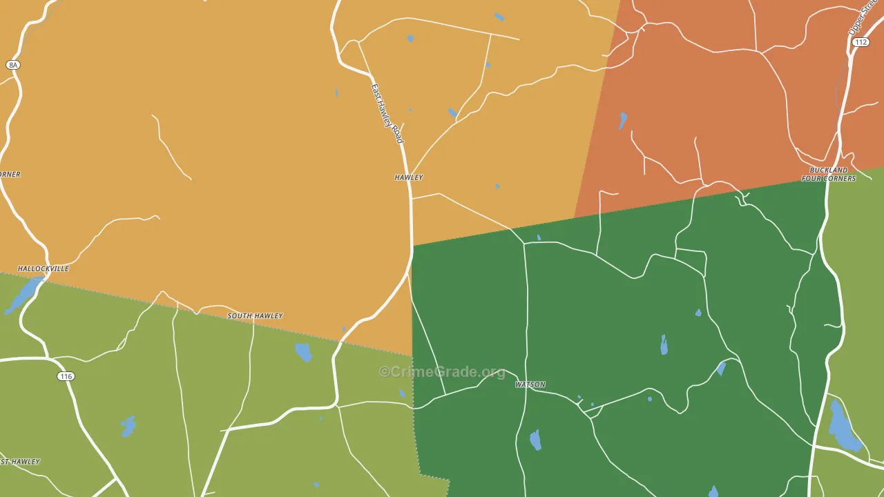Hawley, MA Map of Assault Rates