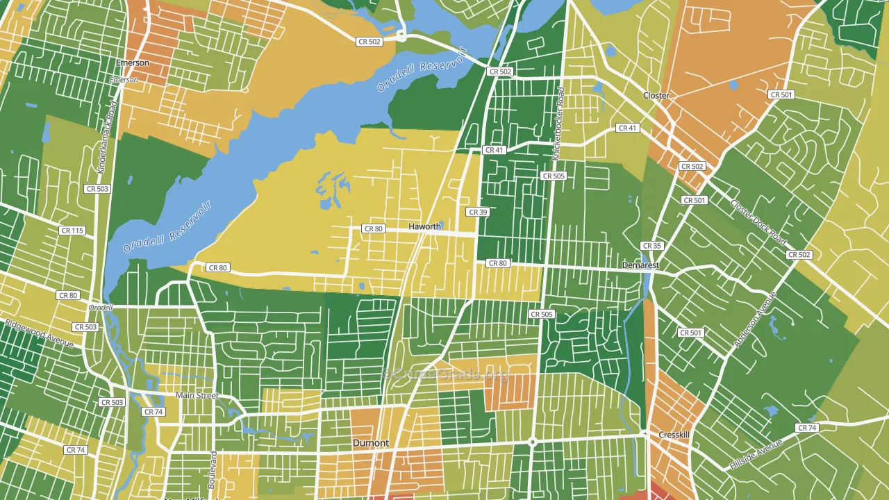 Haworth, NJ Map of Assault Rates
