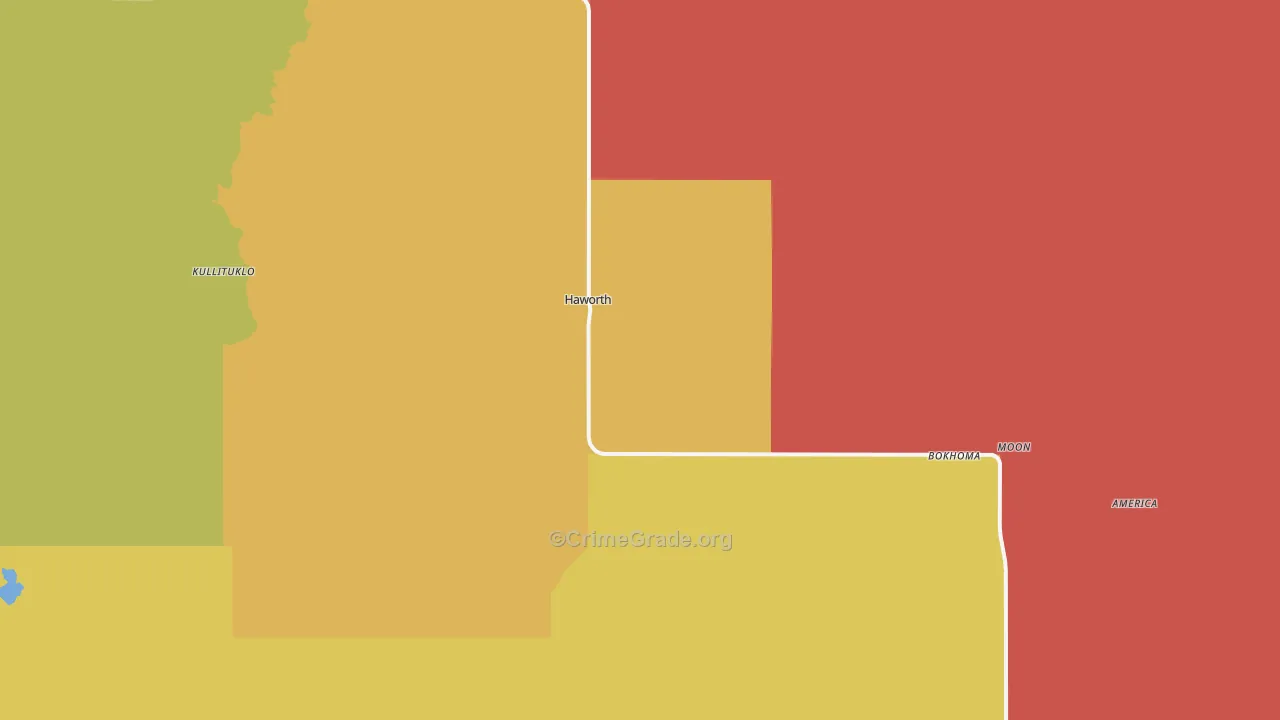 Haworth, OK Map of Assault Rates