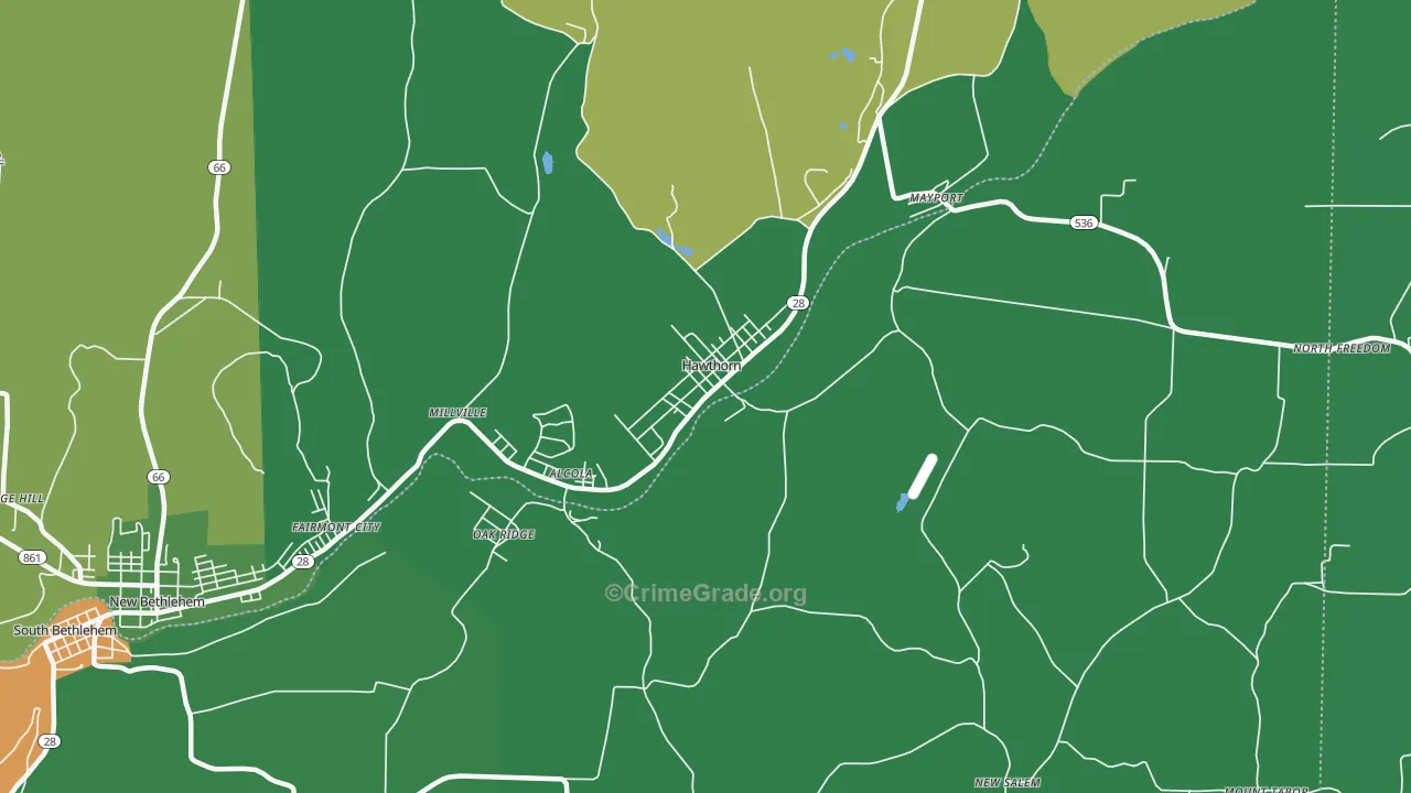 Hawthorn, PA Map of Assault Rates