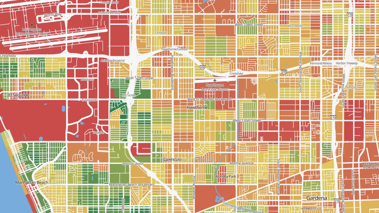 Hawthorne, CA Map of Assault Rates