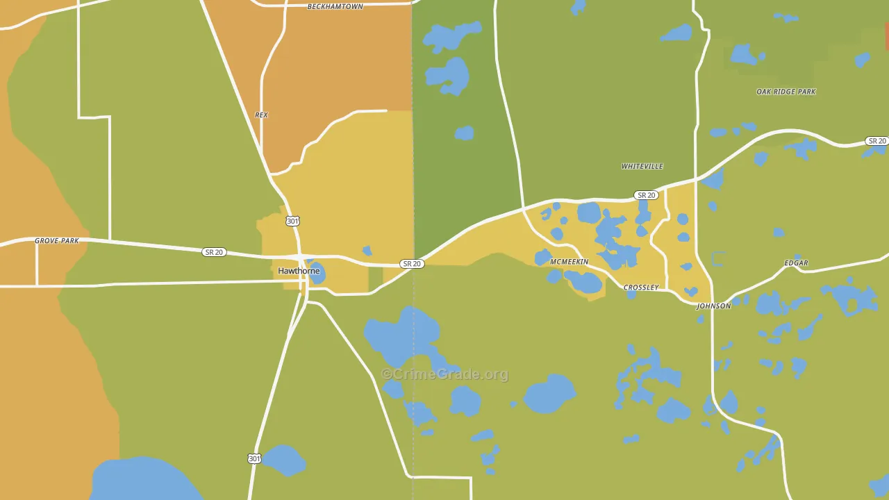 Hawthorne, FL Map of Assault Rates