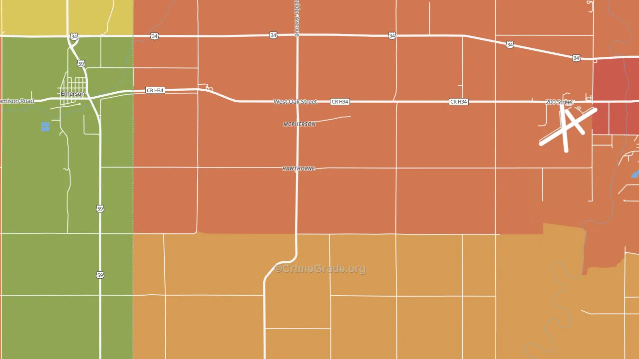 Hawthorne, IA Map of Assault Rates