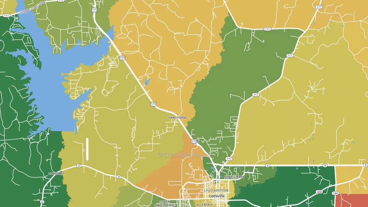 Hawthorne, LA Map of Assault Rates
