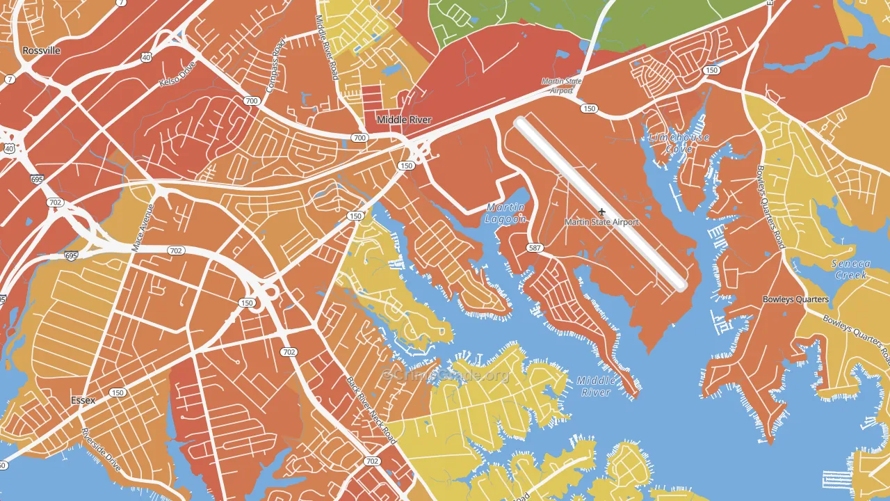 Hawthorne, Middle River, MD Map of Assault Rates