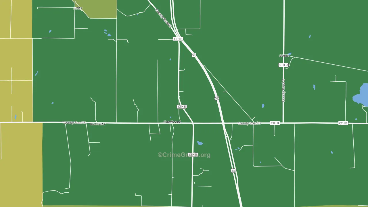 Hawthorne, WI Map of Assault Rates