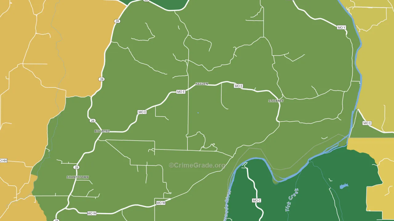 Hayden, MO Map of Assault Rates