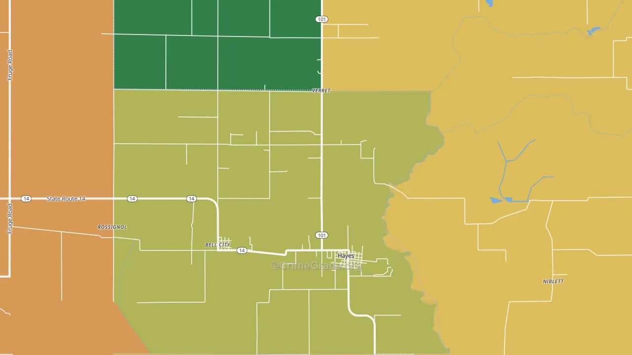 Hayes, LA Map of Assault Rates