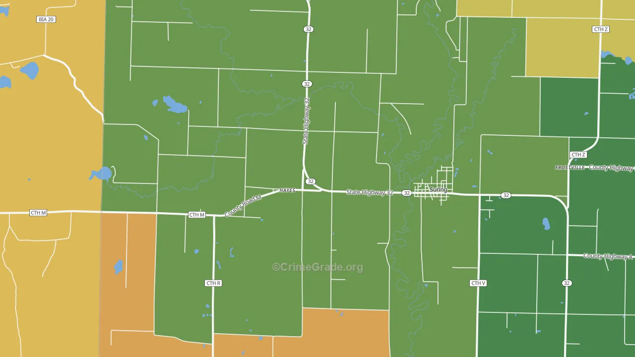 Hayes, WI Map of Assault Rates