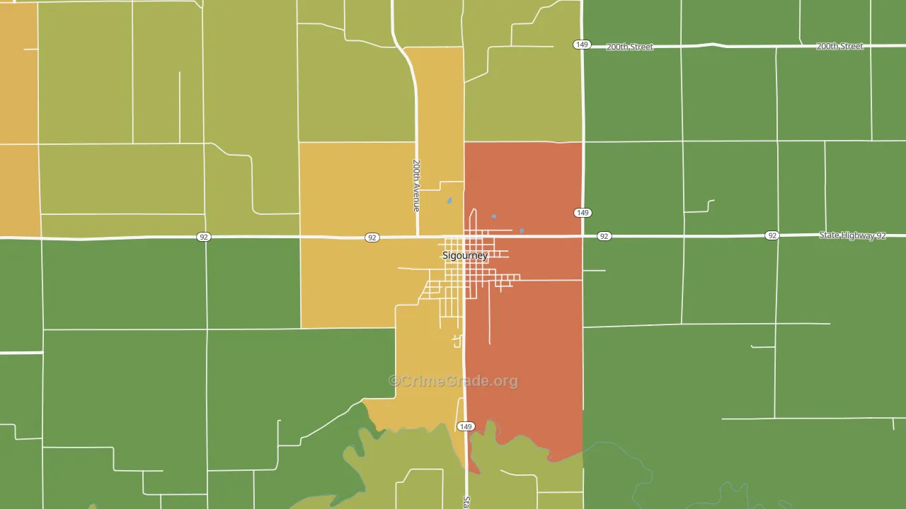 Hayesville, IA Map of Assault Rates