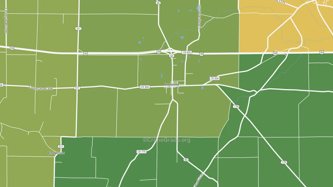 Hayesville, OH Map of Assault Rates