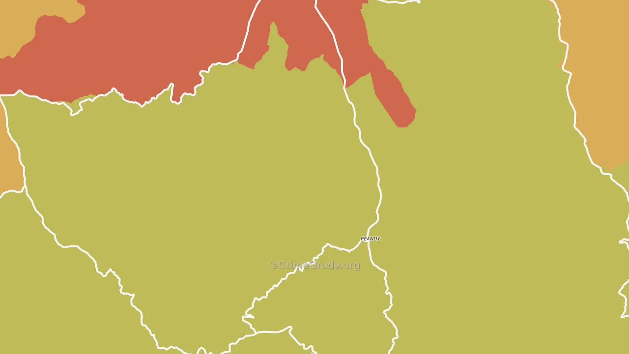 Hayfork, CA Map of Assault Rates