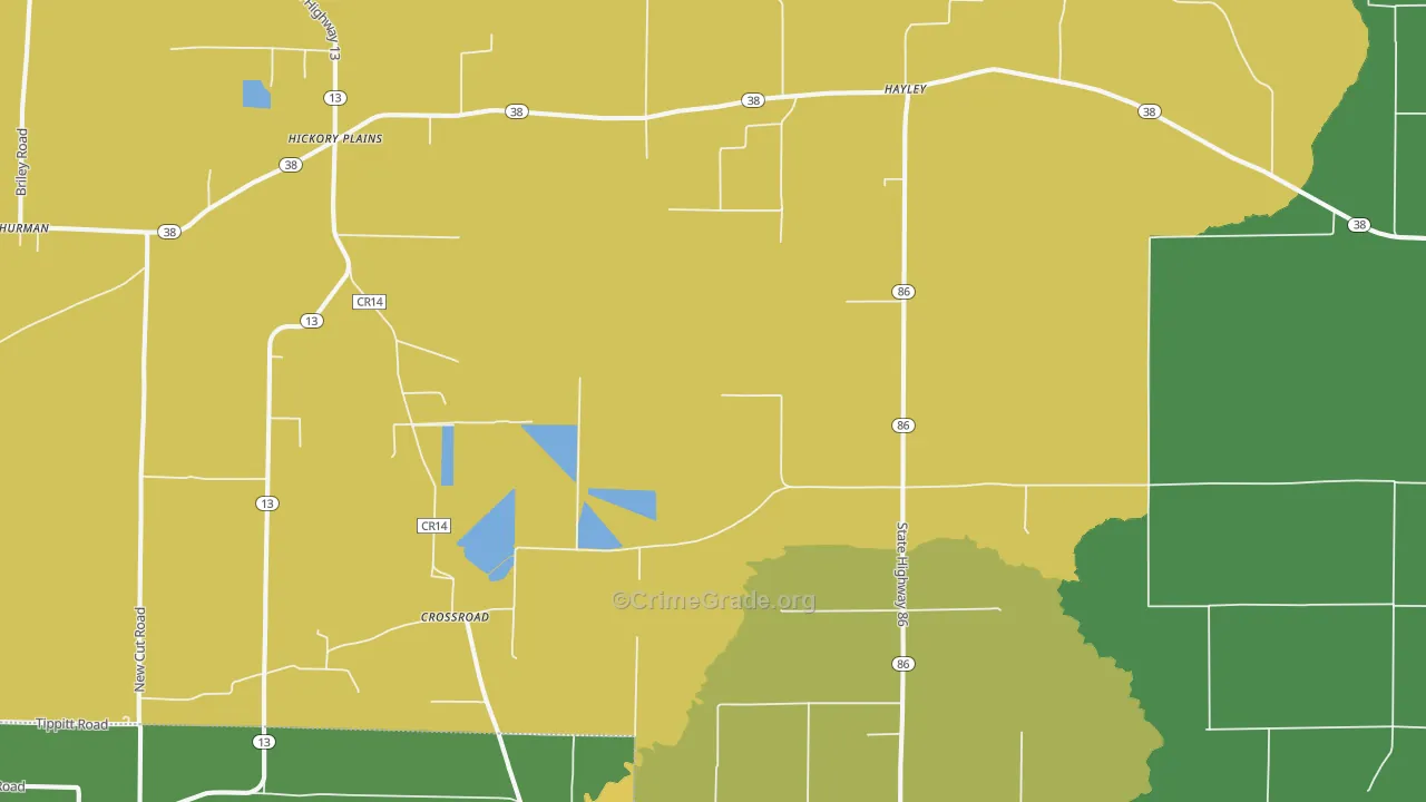 Hayley, AR Map of Assault Rates