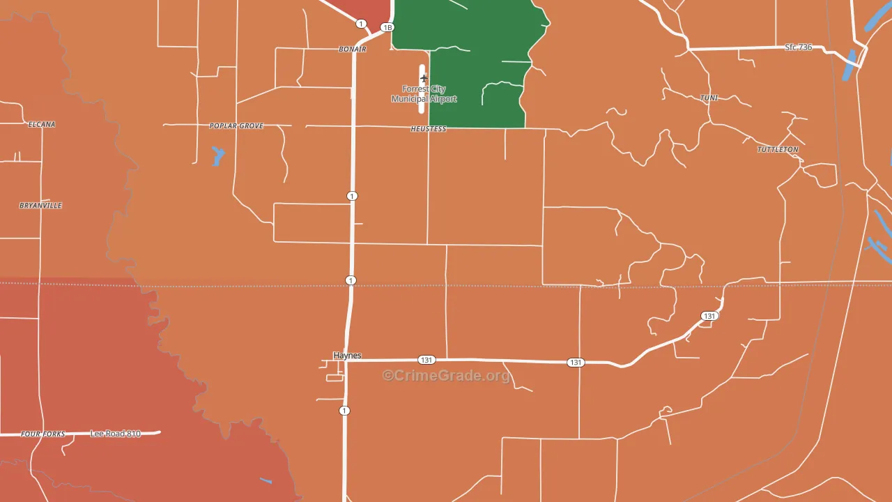 Haynes, AR Map of Assault Rates