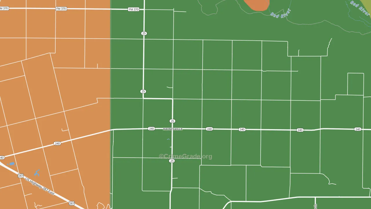 Haynesville, TX Map of Assault Rates