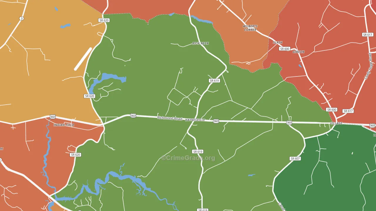 Haynesville, VA Map of Assault Rates