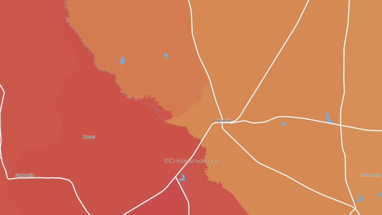 Hayneville, AL Map of Assault Rates