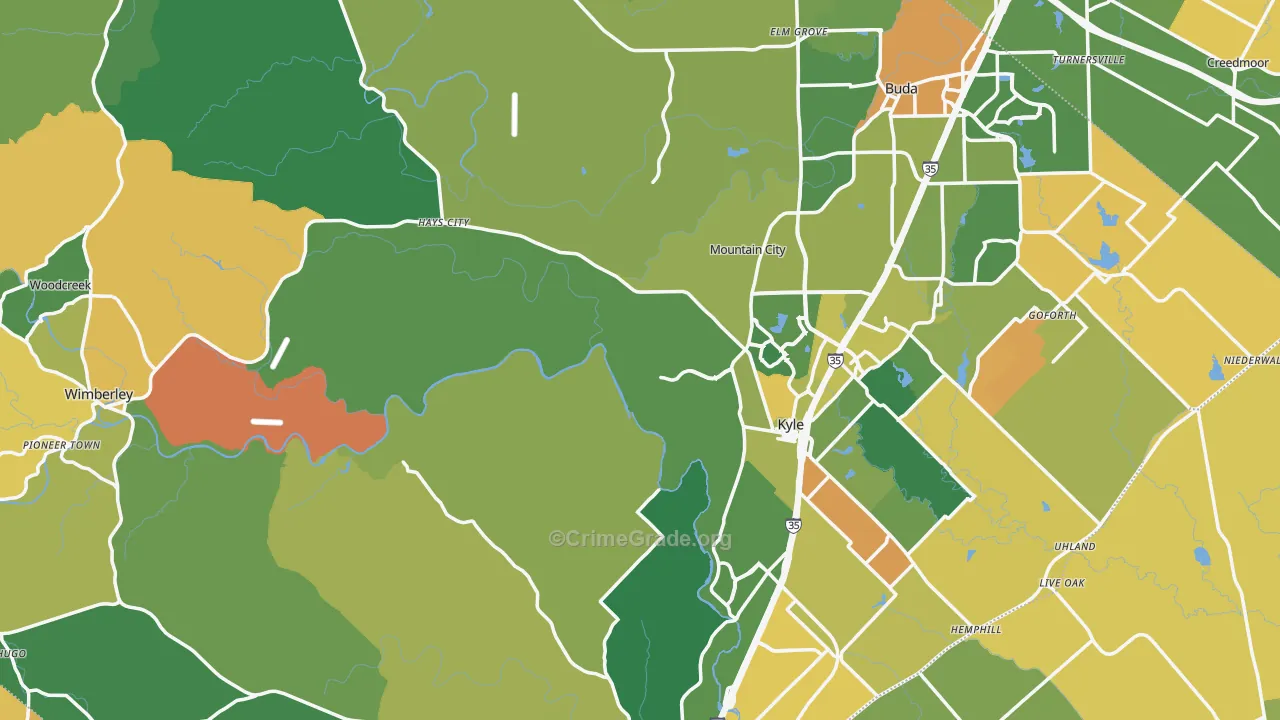 Hays County, TX Map of Assault Rates