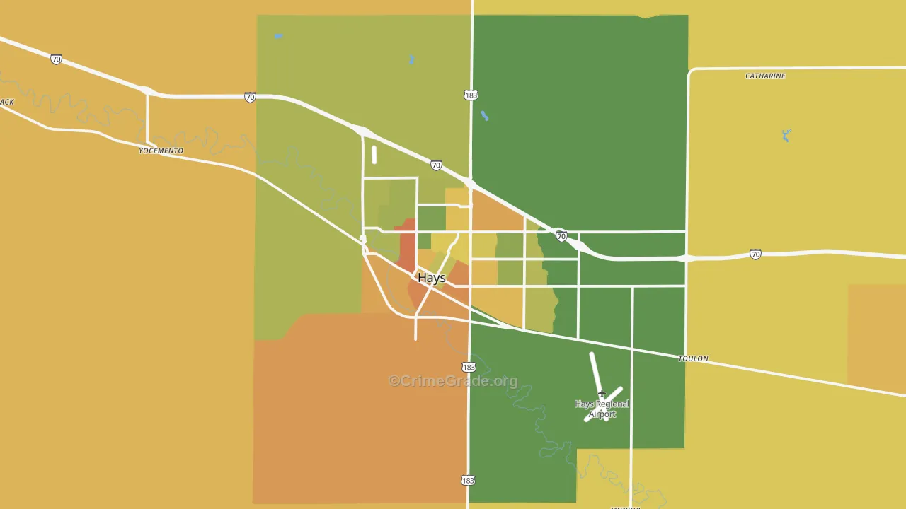 Hays, KS Map of Assault Rates