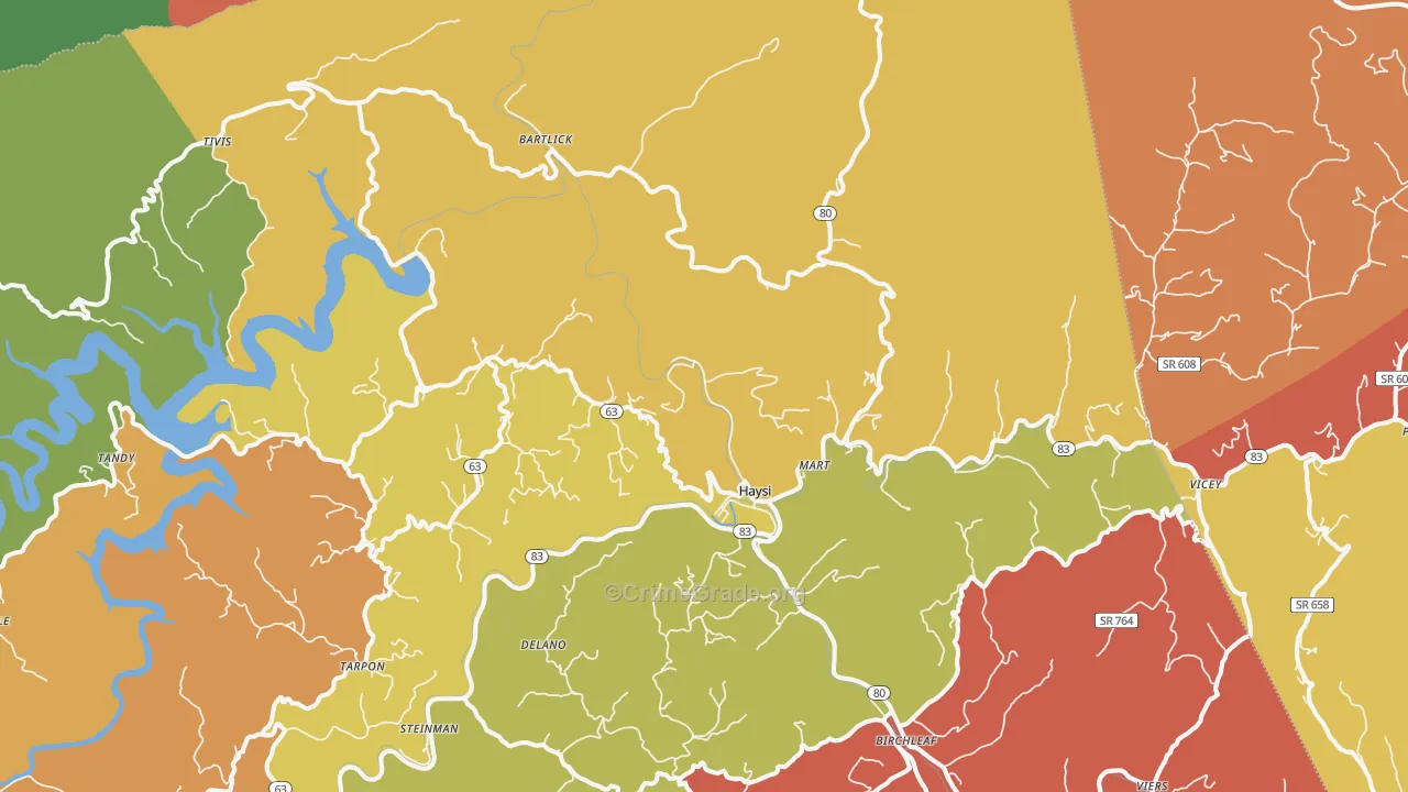 Haysi, VA Map of Assault Rates