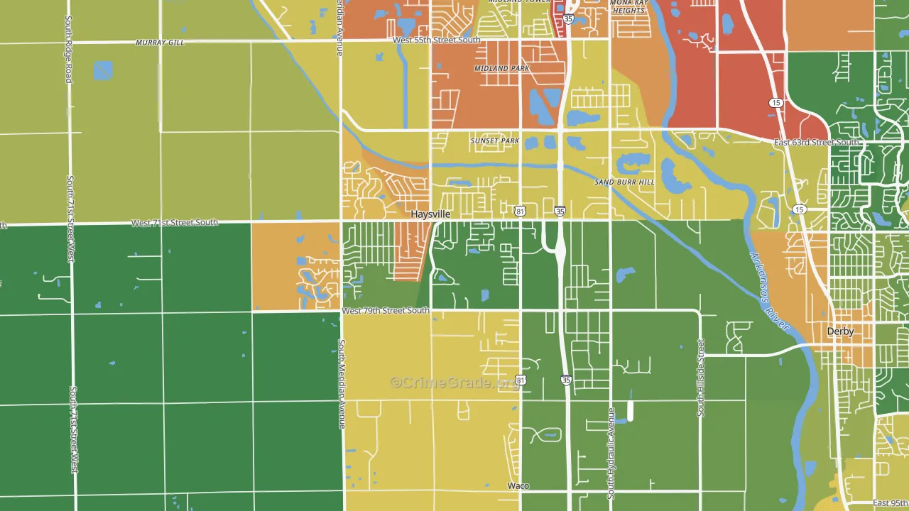 Haysville, KS Map of Assault Rates