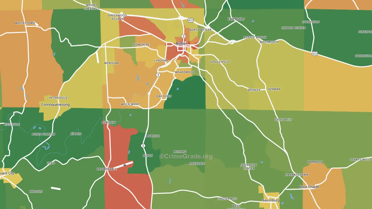 Haysville, PA Map of Assault Rates