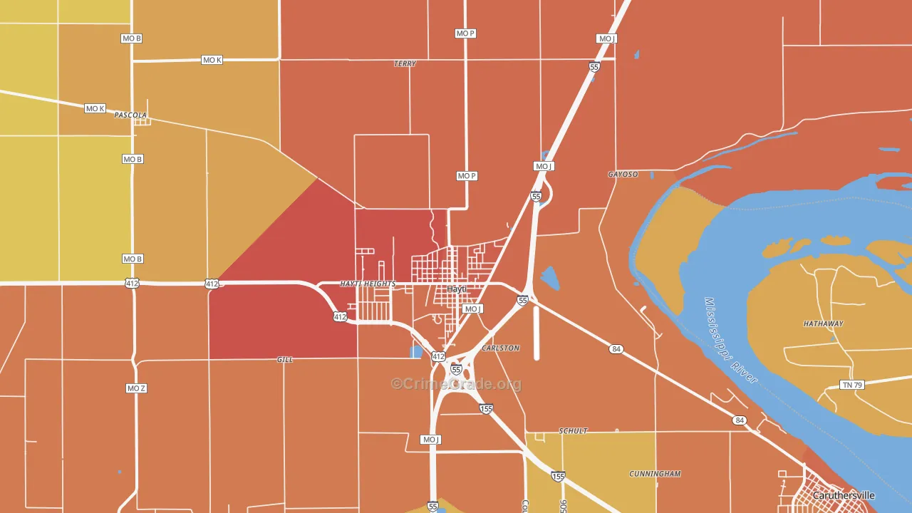 Hayti, MO Map of Assault Rates