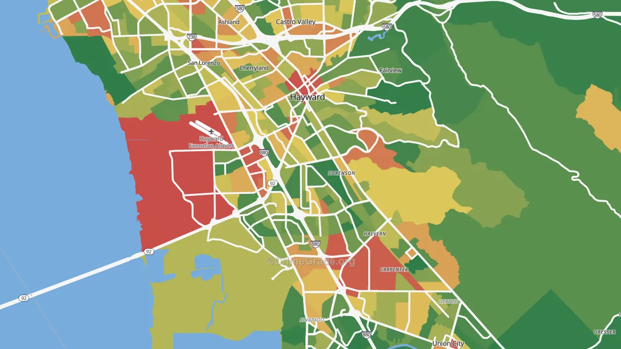 Hayward, CA Map of Assault Rates