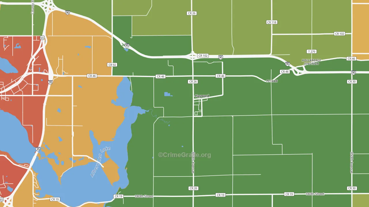 Hayward, MN Map of Assault Rates