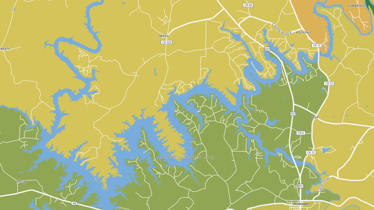 Haywood, AL Map of Assault Rates