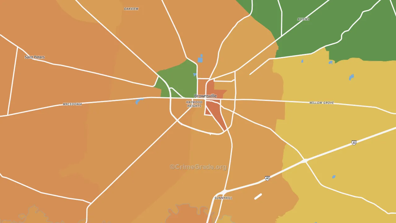 Haywood County, TN Map of Assault Rates