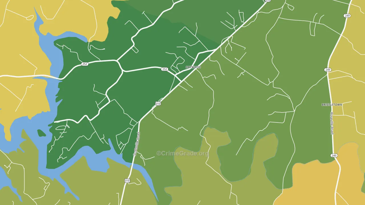 Haywood, KY Map of Assault Rates