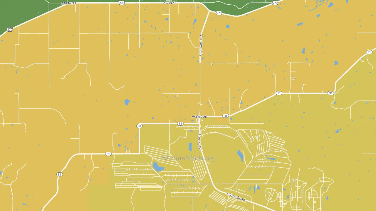 Haywood, OK Map of Assault Rates