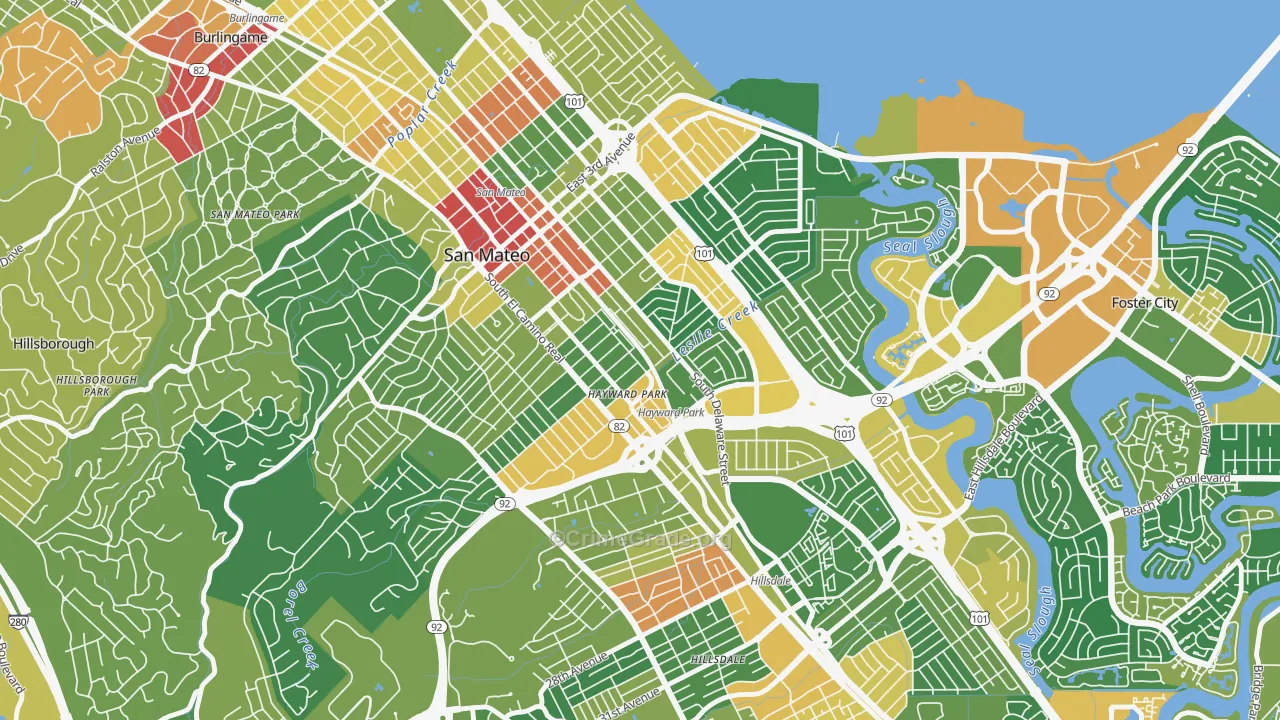 Haywood Park, San Mateo, CA Map of Assault Rates