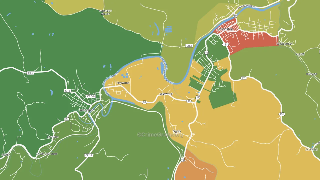 Haywood, WV Map of Assault Rates