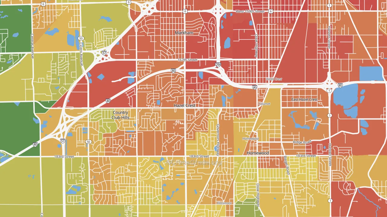Hazel Crest, IL Map of Assault Rates