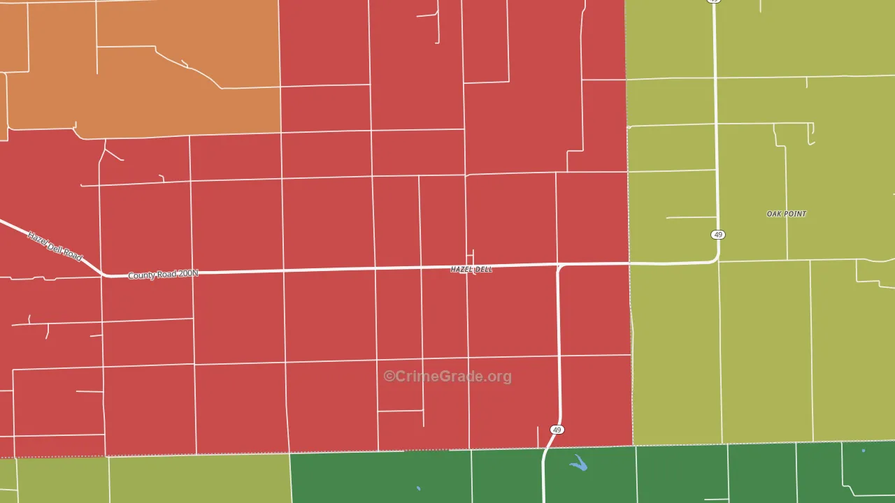 Hazel Dell, IL Map of Assault Rates