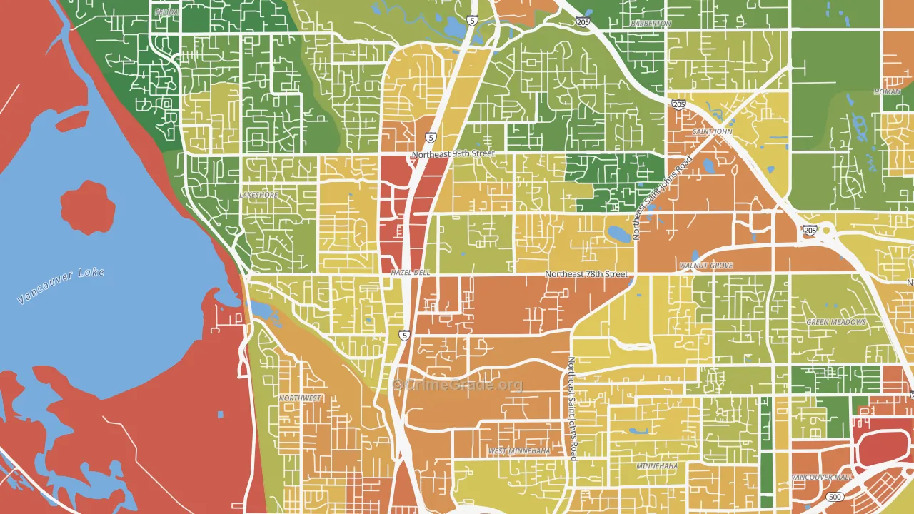 Hazel Dell, WA Map of Assault Rates