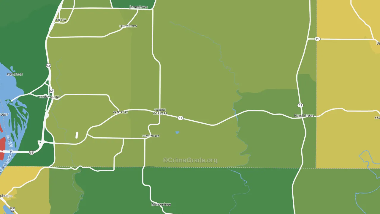 Hazel Green, WI Map of Assault Rates