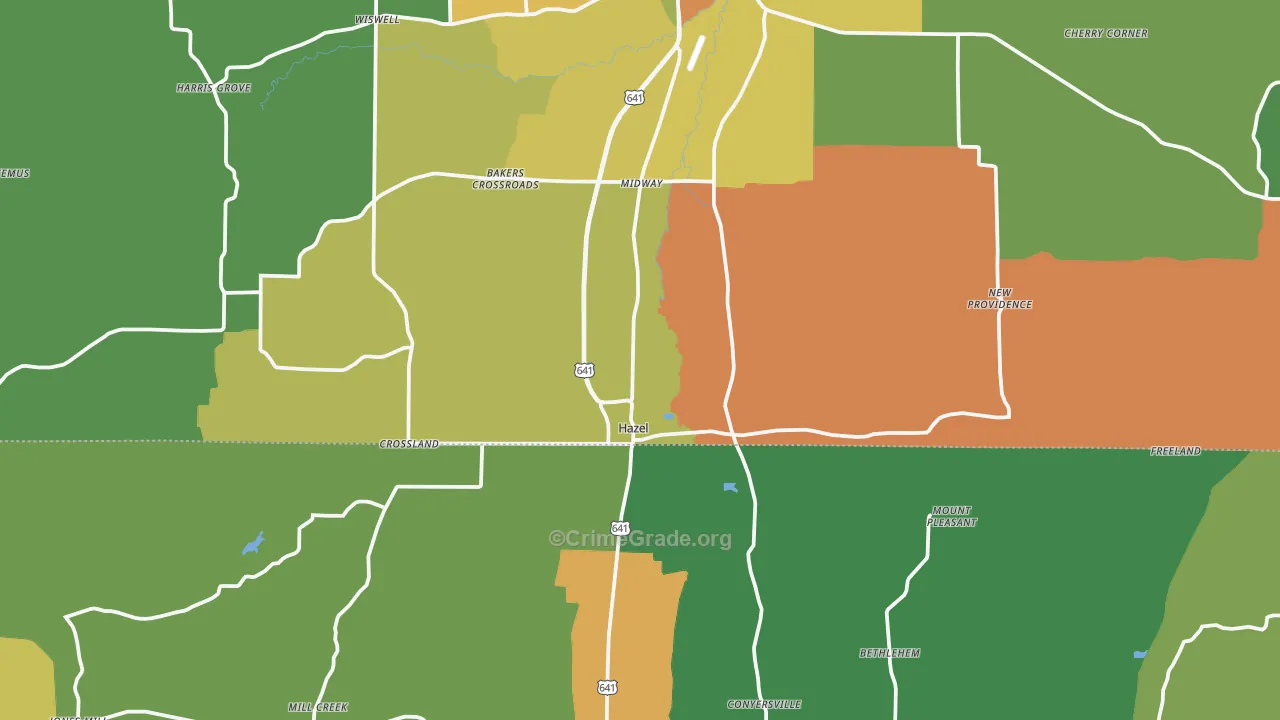 Hazel, KY Map of Assault Rates