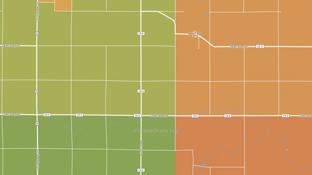 Hazel Run, MN Map of Assault Rates