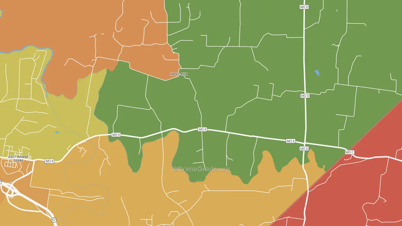 Hazel Run, MO Map of Assault Rates