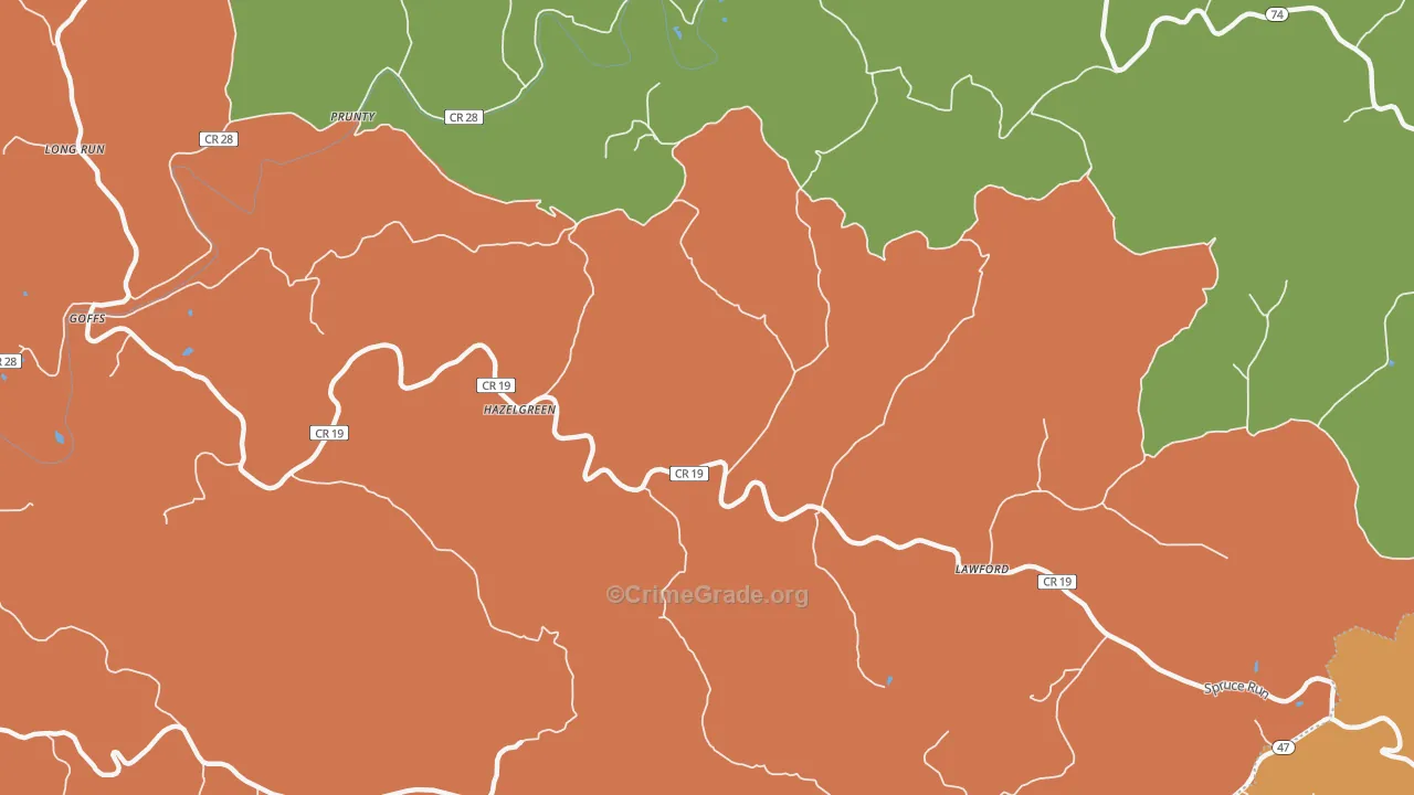 Hazelgreen, WV Map of Assault Rates