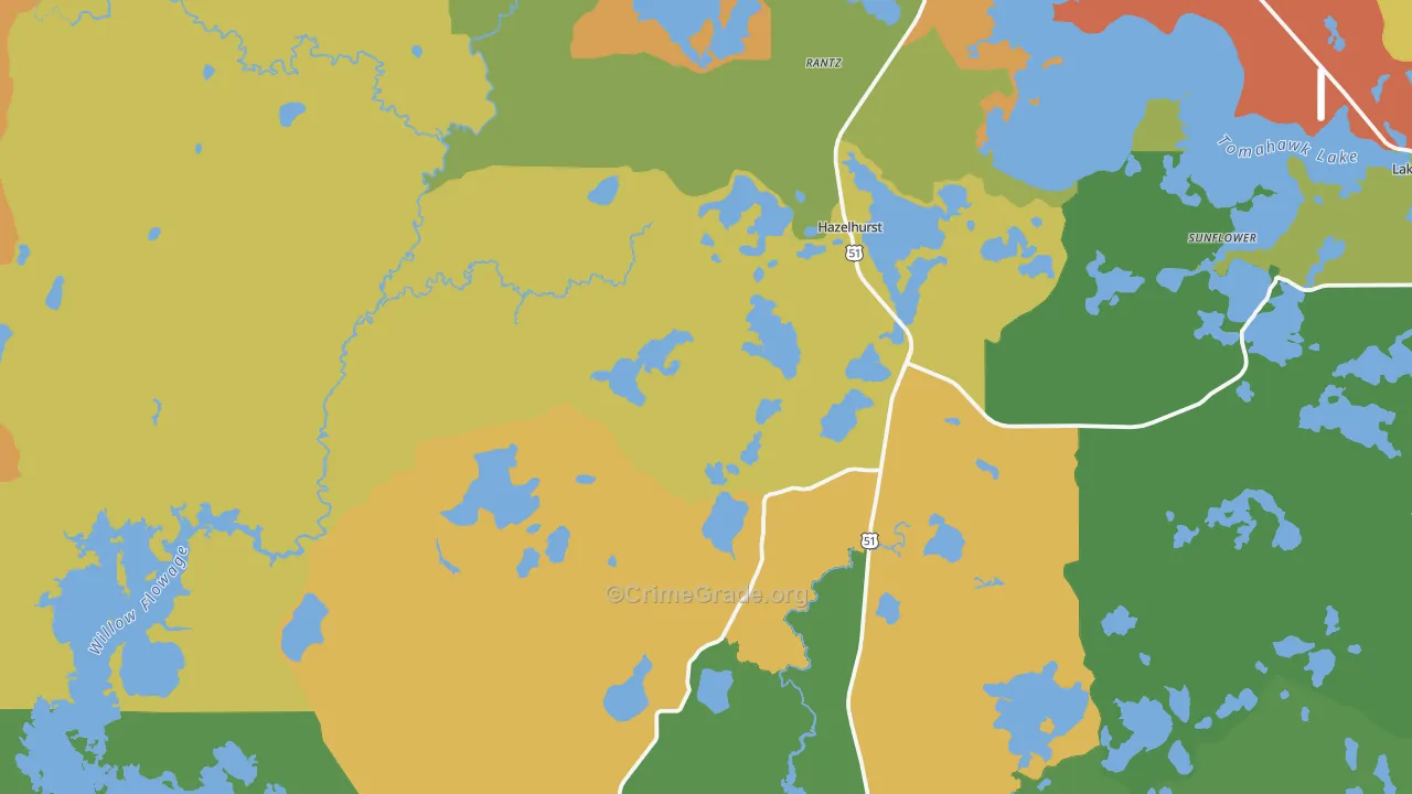 Hazelhurst, WI Map of Assault Rates