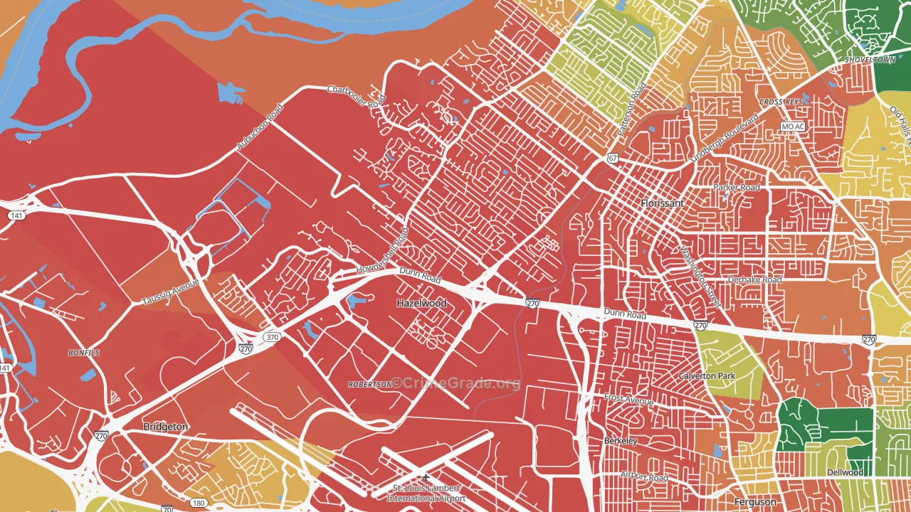 Hazelwood, MO Map of Assault Rates