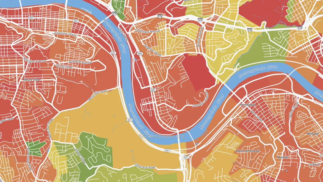 Hazelwood, Pittsburgh, PA Map of Assault Rates