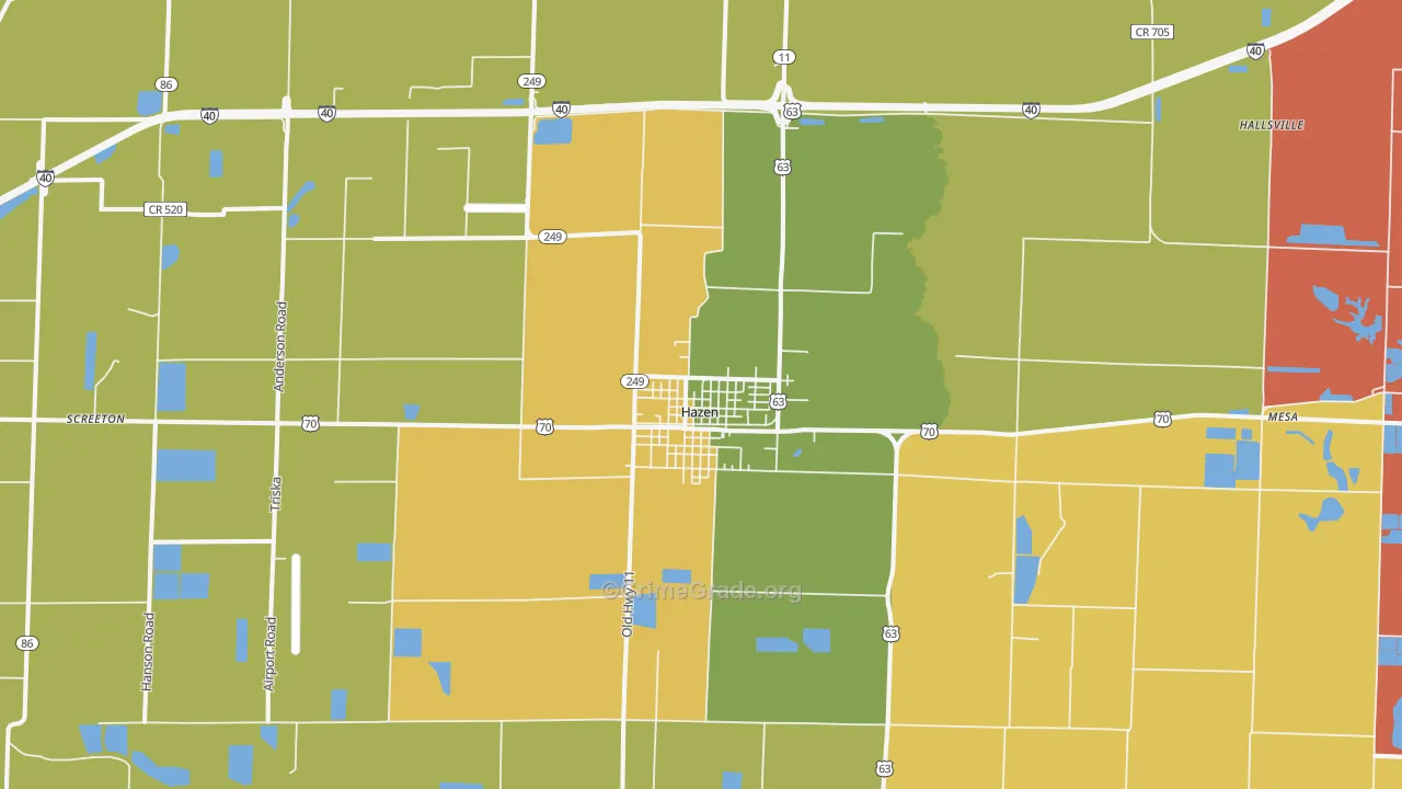 Hazen, AR Map of Assault Rates