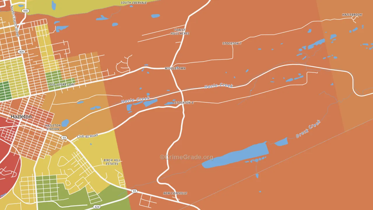 Hazle Township, PA Map of Assault Rates
