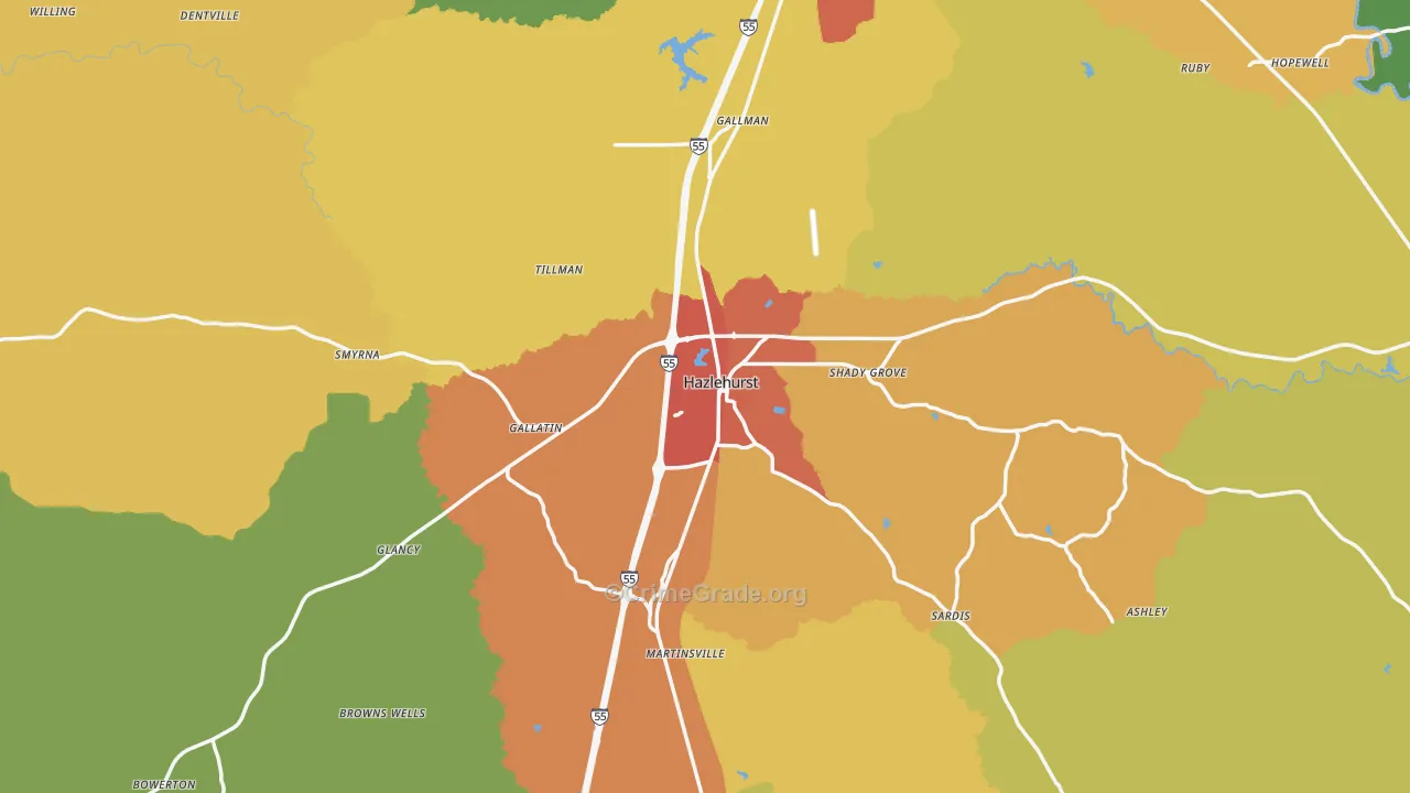 Hazlehurst, MS Map of Assault Rates