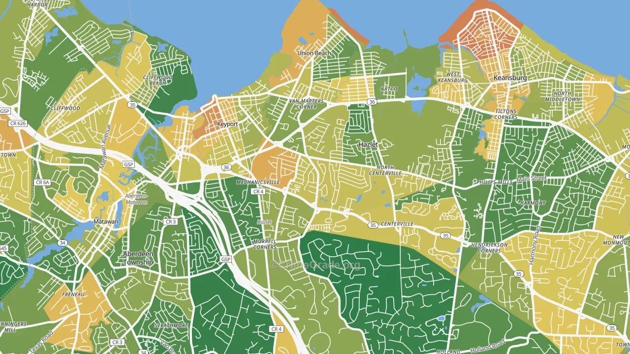 Hazlet, NJ Map of Assault Rates